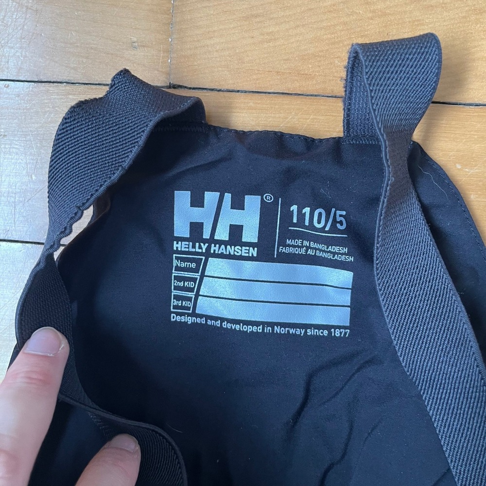 Helly Hansen Kids Snow Bib Overalls Black Navy Blue Size 110/5 Waterproof Ski - Picture 4 of 7